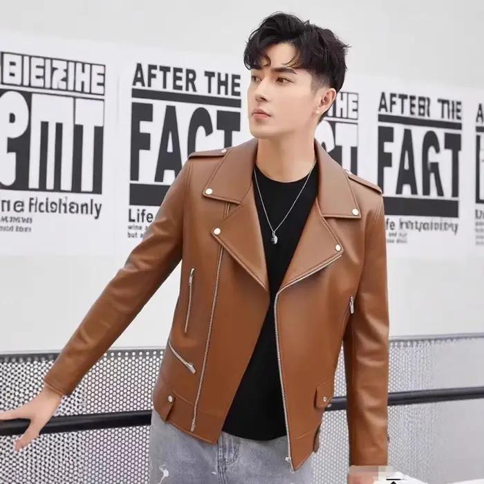 Veste décontractée en cuir souple pour hommes