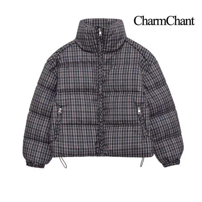 Col montant Plaid doudoune pour femmes hiver 2025 rembourrage manteau femme nouveau en manteaux chaud vérifier