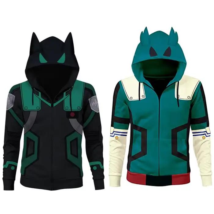 My Hero Academia veste pour garçons MHA sweat à capuche Izuku Midoriya Deku oreilles Cosplay Costume Anime à capuche Halloween hommes manteau