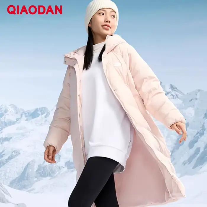 QIAODAN – doudoune mi-longue pour femme, vêtements d'extérieur chauds d'hiver, imperméables, coupe-vent, antistatiques, QXLGM2244037