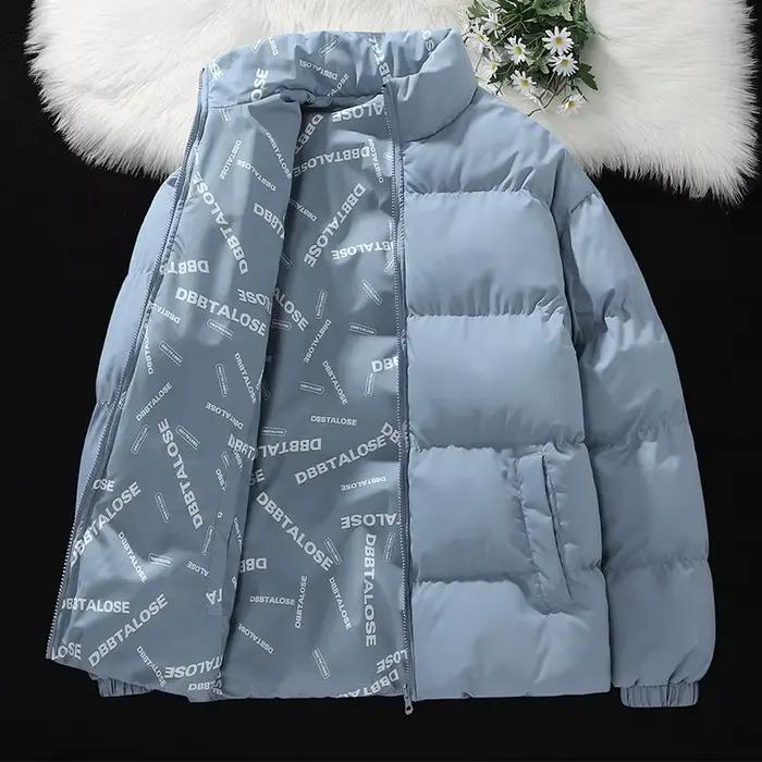 Doudoune réversible pour hommes automne hiver col montant épaissi bouffant coton manteau chaud Streetwear
