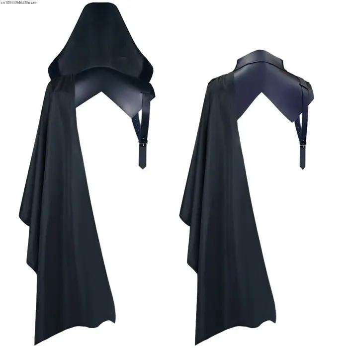 OP Armure médiévale Cape noire simple épaule gothique Punk à lacets Renaissance croisé équipement Halloween Cosplay Costume Cape adulte