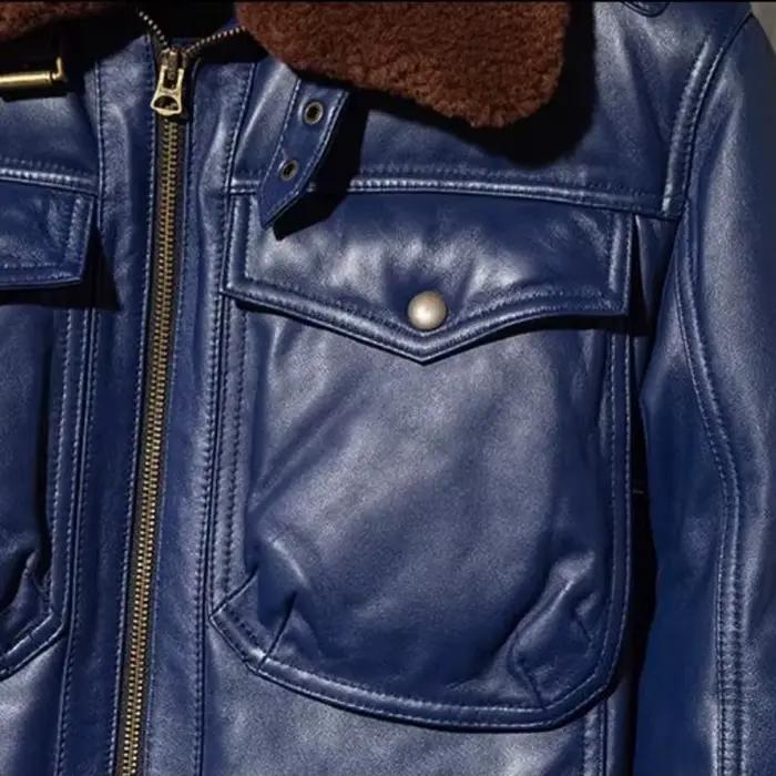 Veste en cuir véritable avec peau de mouton naturelle, col rabattable amovible, style décontracté, grande taille 5XL pour homme, idéale pour l'hiver et les occasions quotidiennes