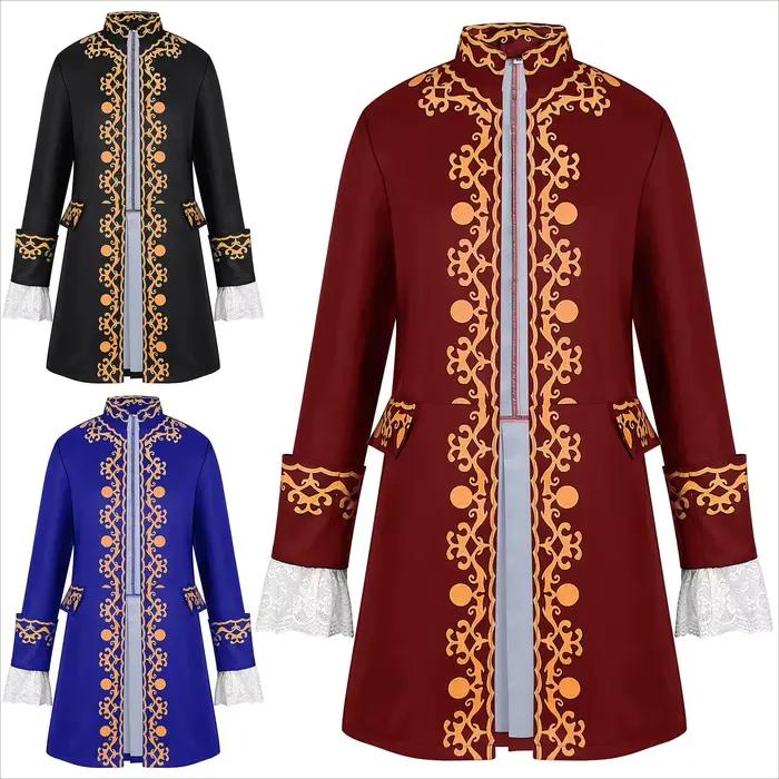 Costume Colonial du 18ème Siècle pour Hommes, Manteau Militaire Royal Médiéval, Veste de Costume de Prince de Cour Victorien Rococo Baroque
