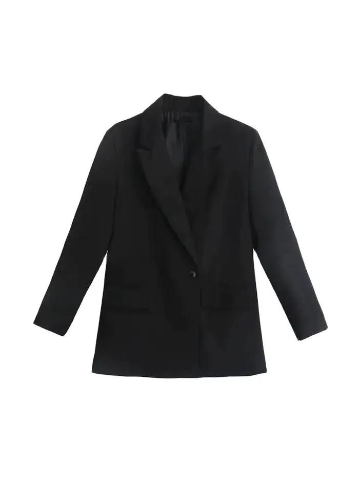 Femmes mode Double boutonnage coupe ample Blazer manteau Vintage à manches longues poches vêtements de dessus