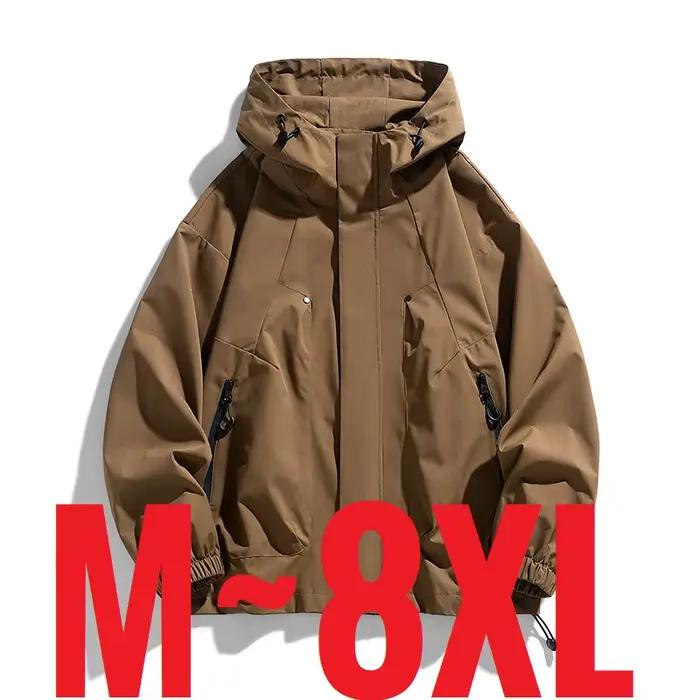 Veste surdimensionnée à capuche pour homme, coupe-vent imperméable, grande taille, manteau bombardier de printemps, vêtements d'extérieur, Camping, pêche, randonnée