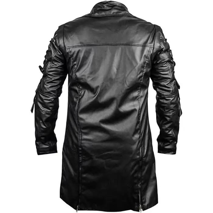 Veste longue en cuir hommes gothique Vintage