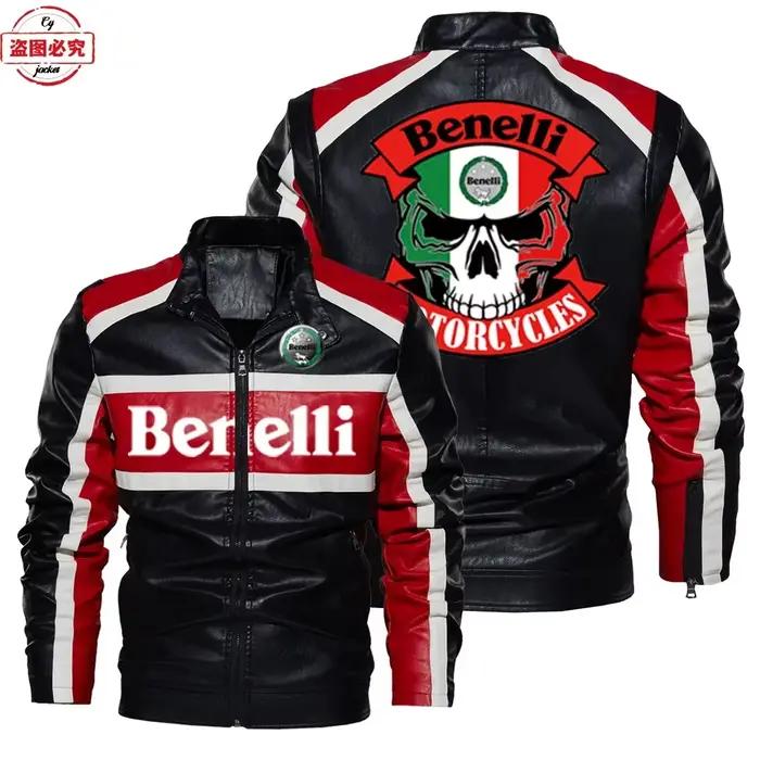 Benali moto Logo veste en cuir rétro lavé veste en cuir Pu coupe-vent printemps et automne veste pour hommes uniforme de voiture