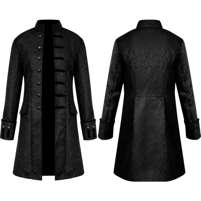 Manteau médiéval pour homme, veste queue-de-pie vintage, chemise gothique steampunk à manches bouffantes et pantalon, style victorien européen, manteau d'Halloween