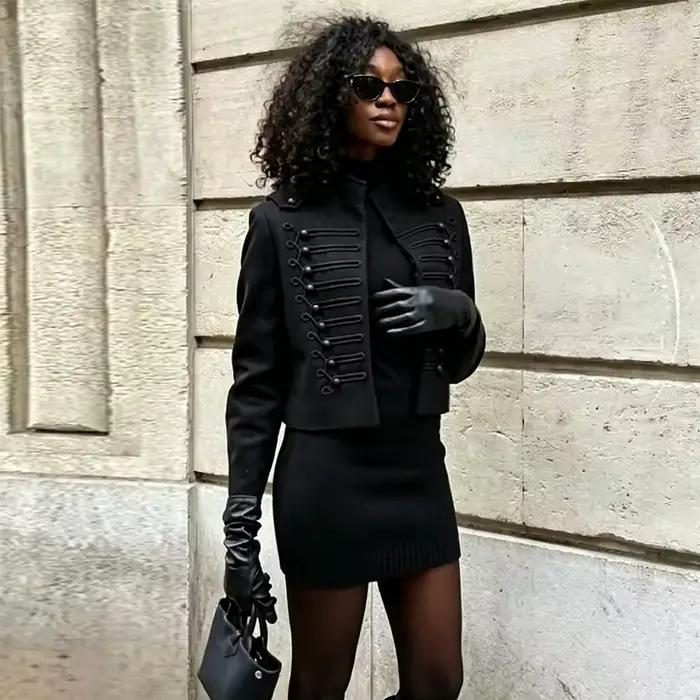 Blazer court SNOW PINNACLE vintage pour femme, style Napoléon chic et rembourré aux épaules, idéal pour le printemps et les occasions spéciales