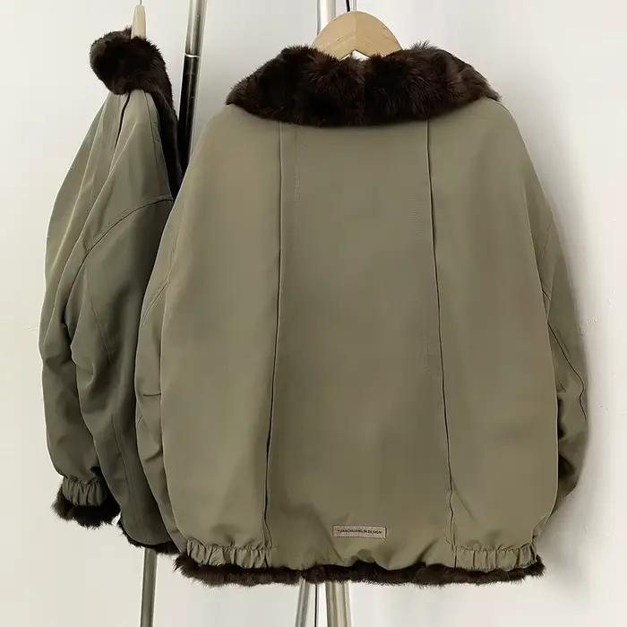 Parka avec fourrure pour femmes, manteau en fourrure réversible double face, veste courte chaude en fourrure de lapin véritable pour femmes, veste d'hiver pour femmes