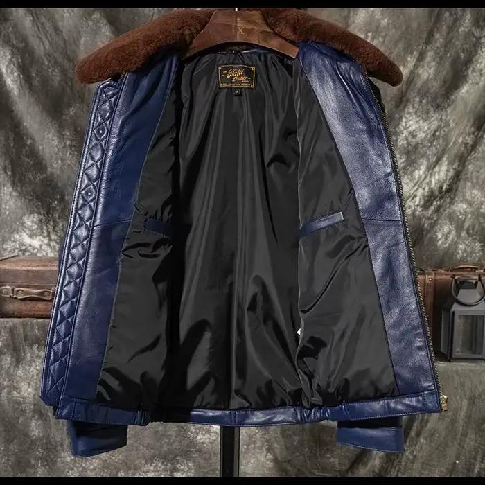 Veste en cuir véritable avec peau de mouton naturelle, col rabattable amovible, style décontracté, grande taille 5XL pour homme, idéale pour l'hiver et les occasions quotidiennes