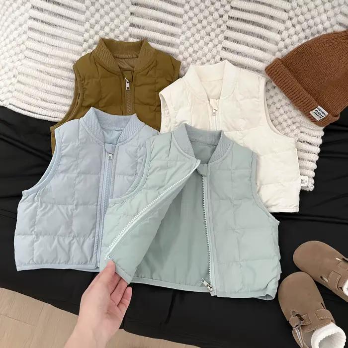 2025 hiver nouveau bébé sans manches doudoune infantile garçons filles solide chaud gilet enfant en bas âge vers le bas gilet enfants coupe-vent hauts