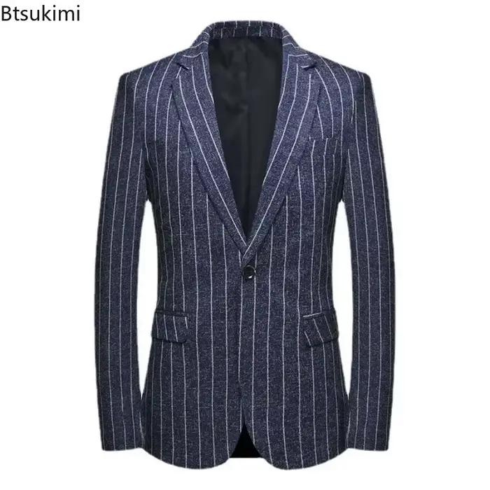 Blazers et Manteaux Formels Homme 2026 – Style Coréen, Vestes de Costume à Carreaux pour Homme, Blazer Slim Automne Hiver, Manteaux Masculins