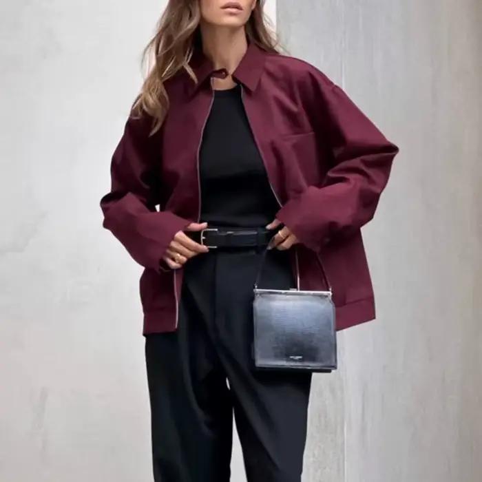 MUJER fermeture éclair Bomber vestes pour femmes automne vêtements d'extérieur pardessus femme à manches longues veste