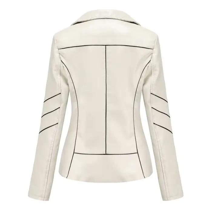 Veste en simili cuir PU rouge pour femmes