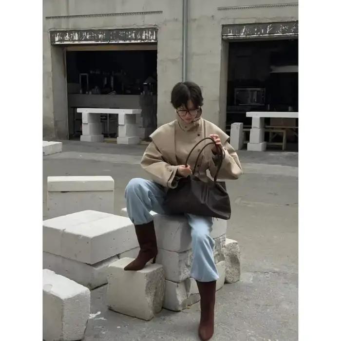 Trench-Coat à lacets et col montant pour femme