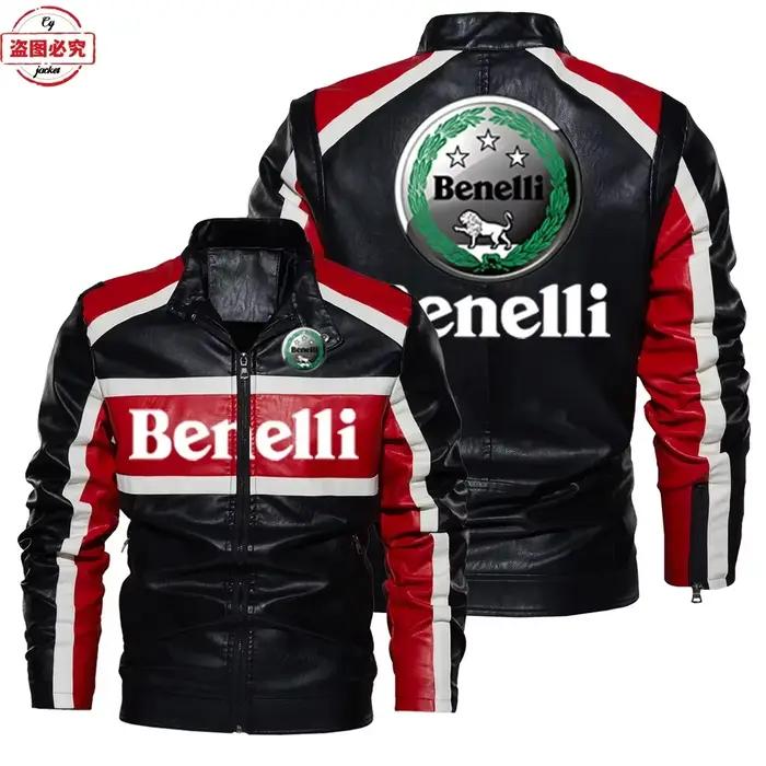 Benali moto Logo veste en cuir rétro lavé veste en cuir Pu coupe-vent printemps et automne veste pour hommes uniforme de voiture