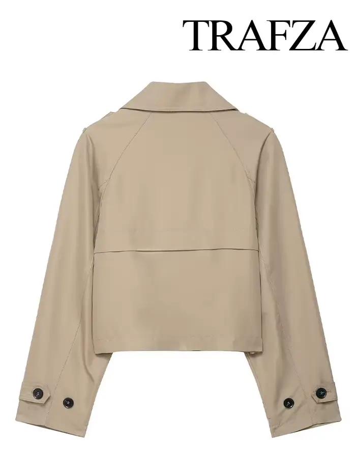 HH femmes poches revers Double boutonnage veste femme automne hiver polyvalent haute rue décontracté à manches longues manteau élégant