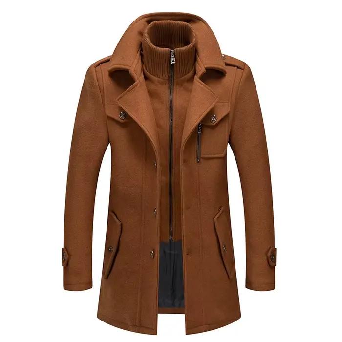 Manteau en laine d'affaires décontracté homme, élégant avec col rabattu, résistant au froid, automne hiver, couleur bleu marine, brun, gris, chamois, noir, taille M à 5XL