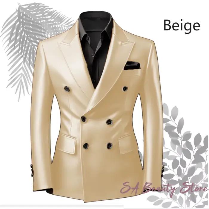 Veste de costume en cuir PU pour homme, blazer croisé à revers, manteau pour mariage, soirée, bal, dîner, travail, voyage, banquet