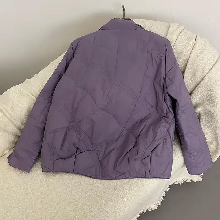 Doudoune courte en duvet de canard blanc pour femme avec col montant