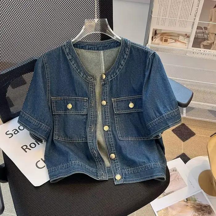 Veste à manches courtes femme junior style décontracté polyester coton vêtements d'extérieur mode rétro été printemps occasions spéciales