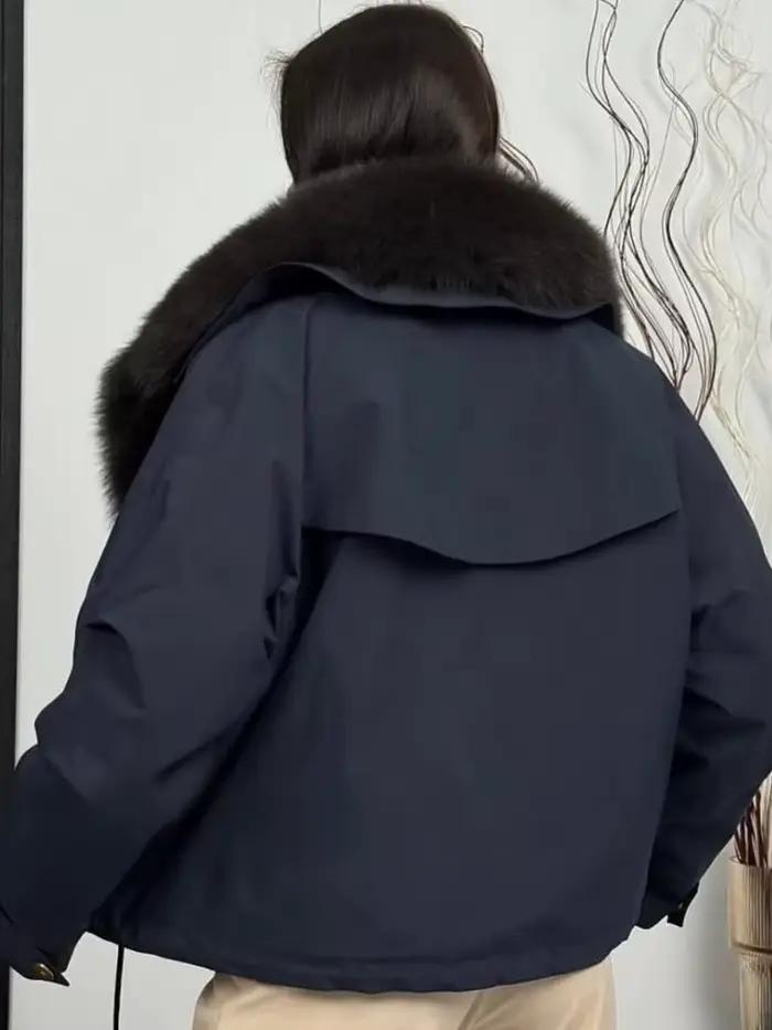 OFTBUY doudoune femmes véritable fourrure de renard stratifié 2025 hiver blanc canard vers le bas manteau chaud doudoune femme imperméable plumes