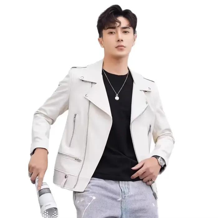 Veste décontractée en cuir souple pour hommes