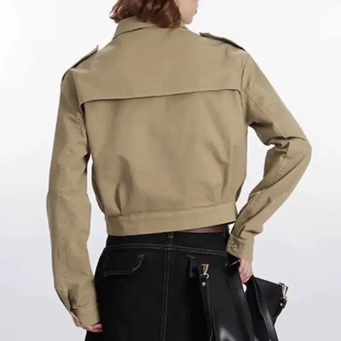 Veste Courte à Col Montant pour Femmes de Petite Taille – Tendance Automne, Élégante et Polyvalente, Idéale pour le Quotidien, Simple Boutonnage