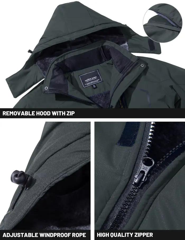 TACVASEN vestes de Ski d'hiver pour hommes manteaux polaires imperméables veste de Snowboard thermique isolée Parka