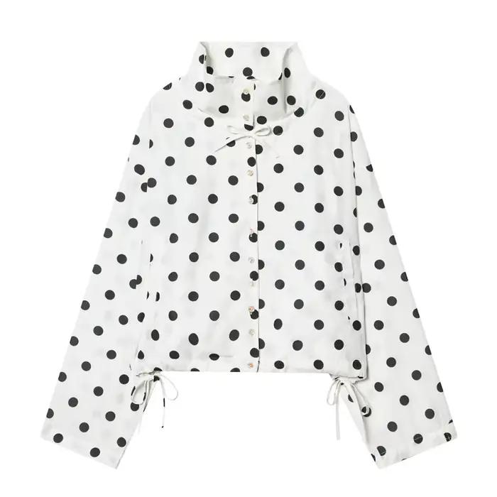 Veste décontractée ample à manches longues à pois pour femme