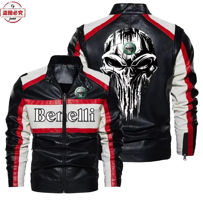 Benali moto Logo veste en cuir rétro lavé veste en cuir Pu coupe-vent printemps et automne veste pour hommes uniforme de voiture