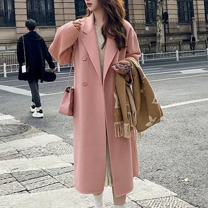 Manteau long en laine à double boutonnage pour femme, pardessus rétro pour femme, coupe-vent pour femme, mode automne et hiver, nouveau