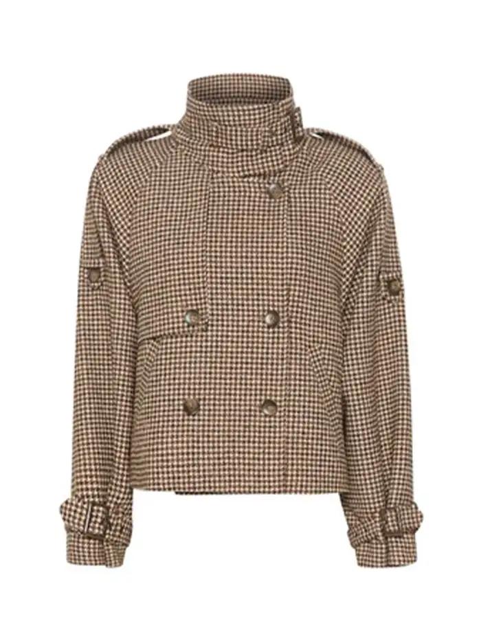 Veste à manches longues à carreaux pour femme