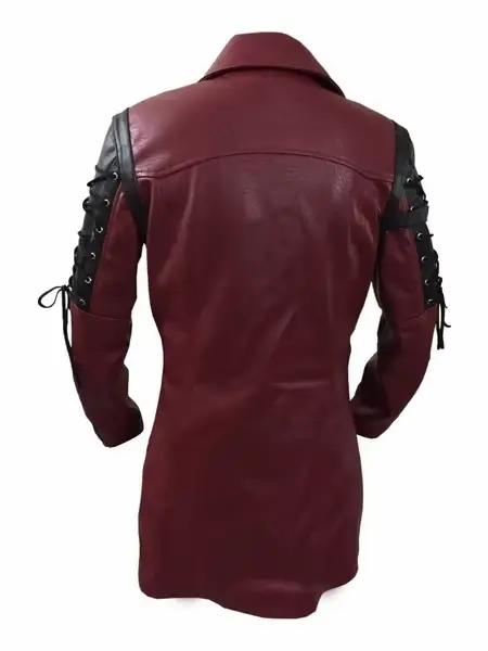 Veste de motard gothique médiéval pour hommes, veste en cuir, noir, rouge, style punk, manteau steampunk, automne, hiver, moto, 5XL