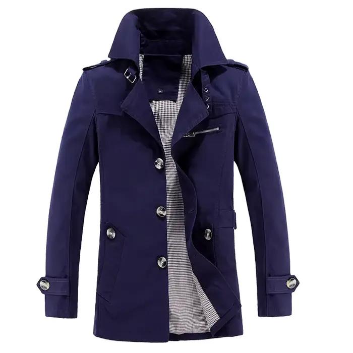 Hommes nouveau Trench Coat affaires longue veste grande taille pardessus coupe-vent décontracté tenue de bureau vêtements d'extérieur