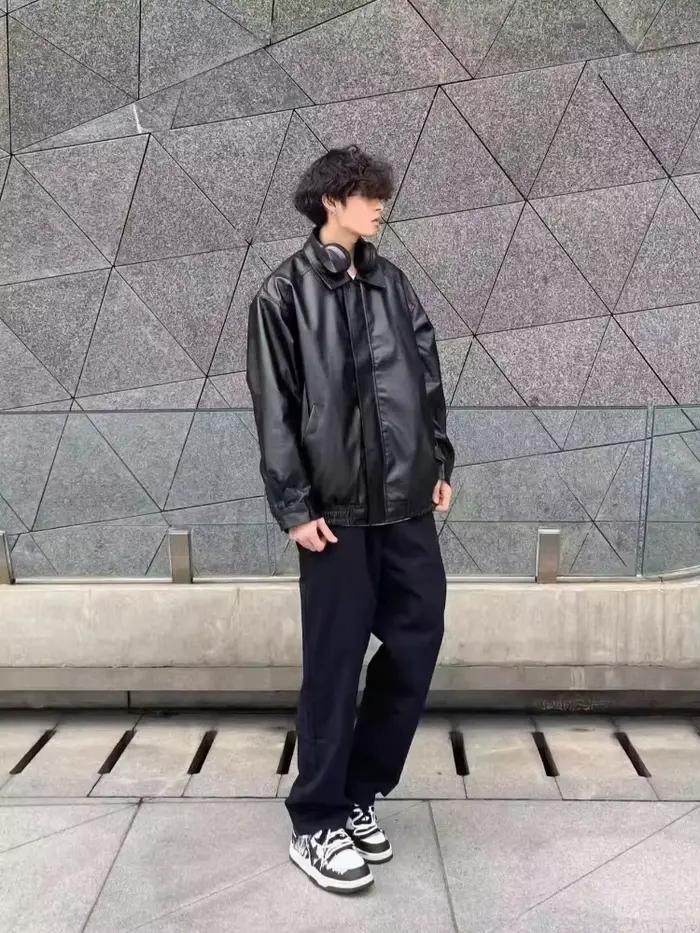 Nouveau 2025 veste en simili cuir hommes américain Vintage solide PU ample vêtements d'extérieur décontractés Streetwear manteaux homme et femme