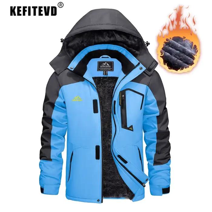 KEFITEVD Veste de Ski d'Hiver pour Hommes Imperméable
