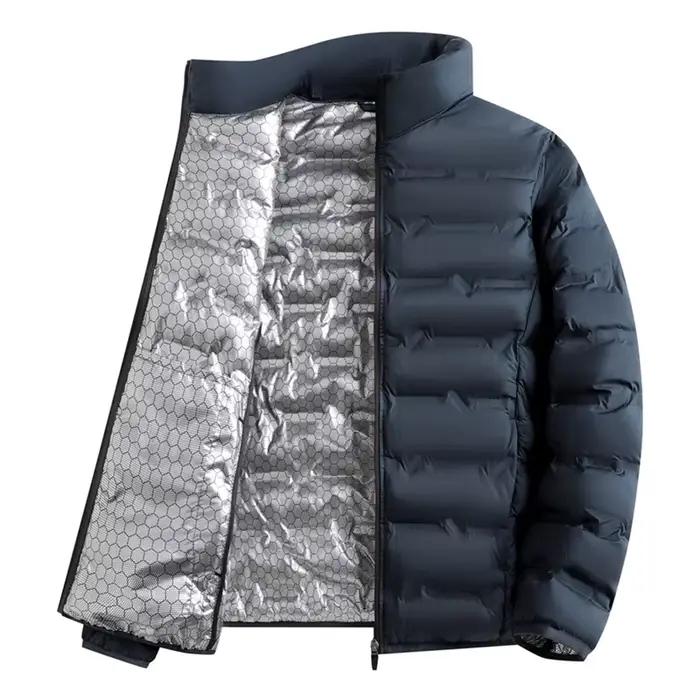 Veste matelassée auto-chauffante en graphène pour homme, coupe-vent plissée, col montant, style décontracté, chaude pour automne et hiverUsageId