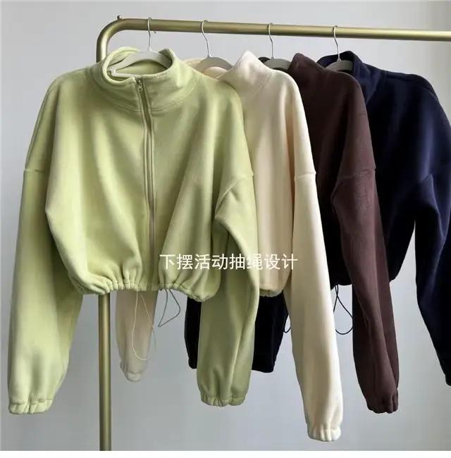 Style coréen automne femmes nouvelles vestes à manches longues col montant solide Patchwork ample froncé fermeture éclair manteau femme mode