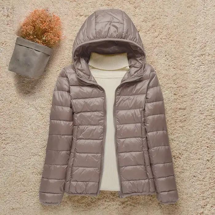 Parka courte à capuche en duvet de canard blanc pour femme, veste mince ultra-légère, manteau chaud, automne, hiver, 2024