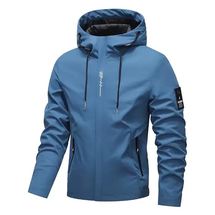Veste imperméable pour homme, softshell, fermeture éclair, capuche, coupe-vent, randonnée, camping, légère, printemps, automne
