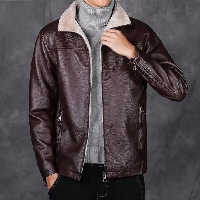Veste en cuir pour hommes coupe ajustée mince nouveau dans les costumes et blazers