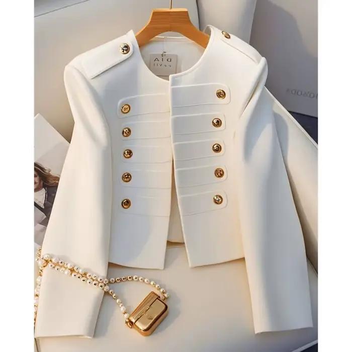Vestes pour femmes style coréen, Nouvelle collection Automne 2026, Blouse blanche à manches longues polyvalente et élégante, Manteau court pour femme, Vêtement d'extérieur