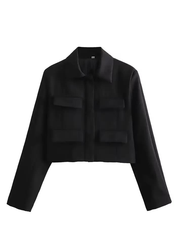 Veste HH printemps féminine élégante polyester avec col rabattu pour les saisons froide et froide-chaude haut de gamme style high street occassions variées