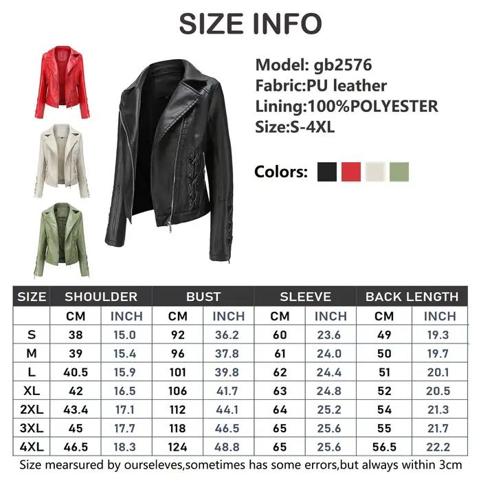 Veste de moto coupe-vent décontractée en PU pour femmes, Rock coréen, grand, noir, rouge, Punk, manteau en cuir, mode automne et hiver