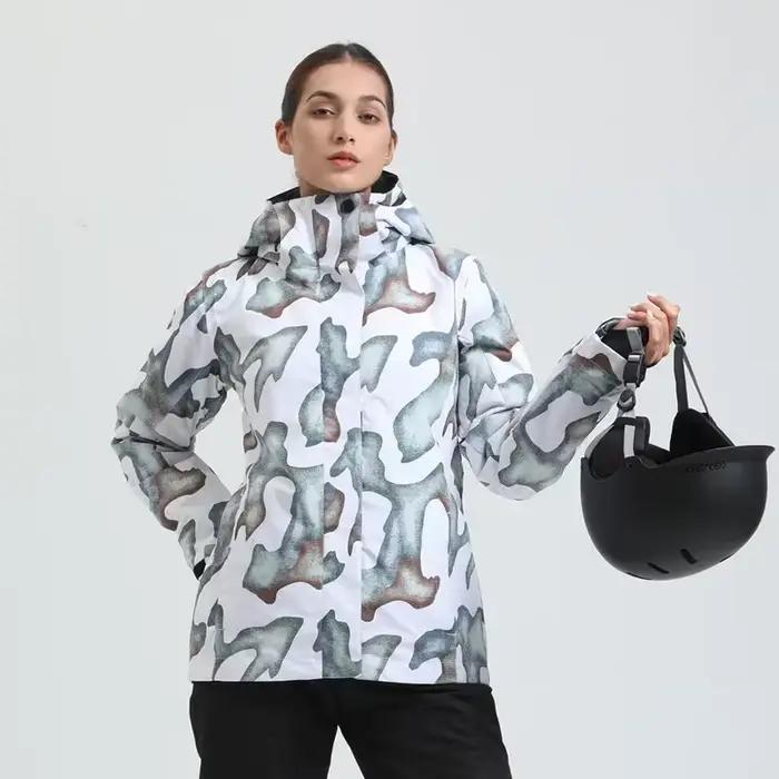 Veste à capuche de Ski en plein air manteaux de Ski chauds coupe-vent imperméable dessus de Ski femmes sport Snowboard veste hiver nouveaux vêtements de neige