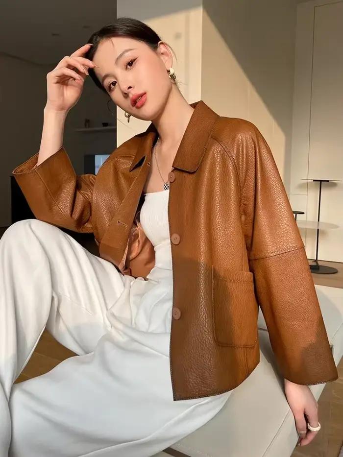 Manteaux en peau de mouton naturelle simples haut de gamme pour femmes