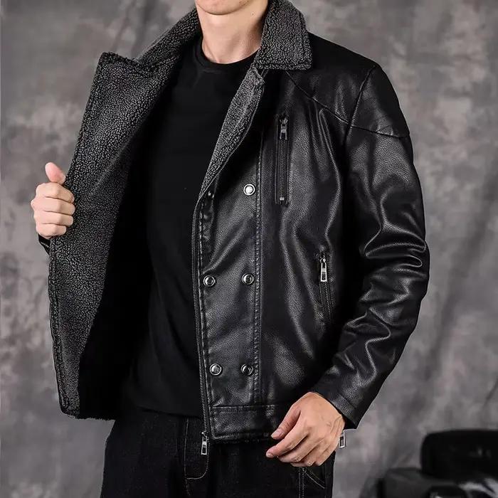 Veste en cuir pour hommes coupe ajustée mince nouveau dans les costumes et blazers
